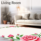 Vibrant Pink Rose Garden Border Rug