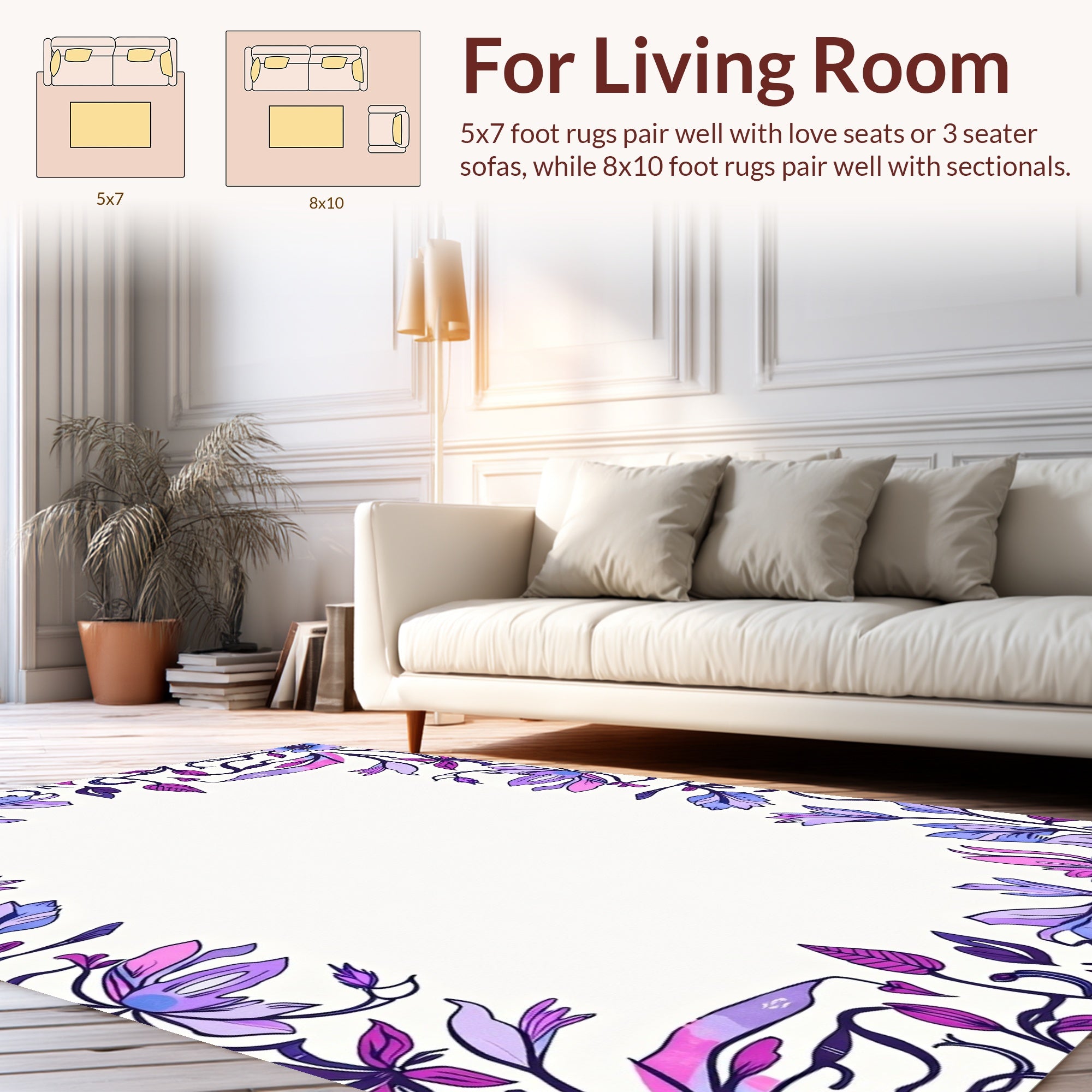 Floral Vines With Purple Hues Rug