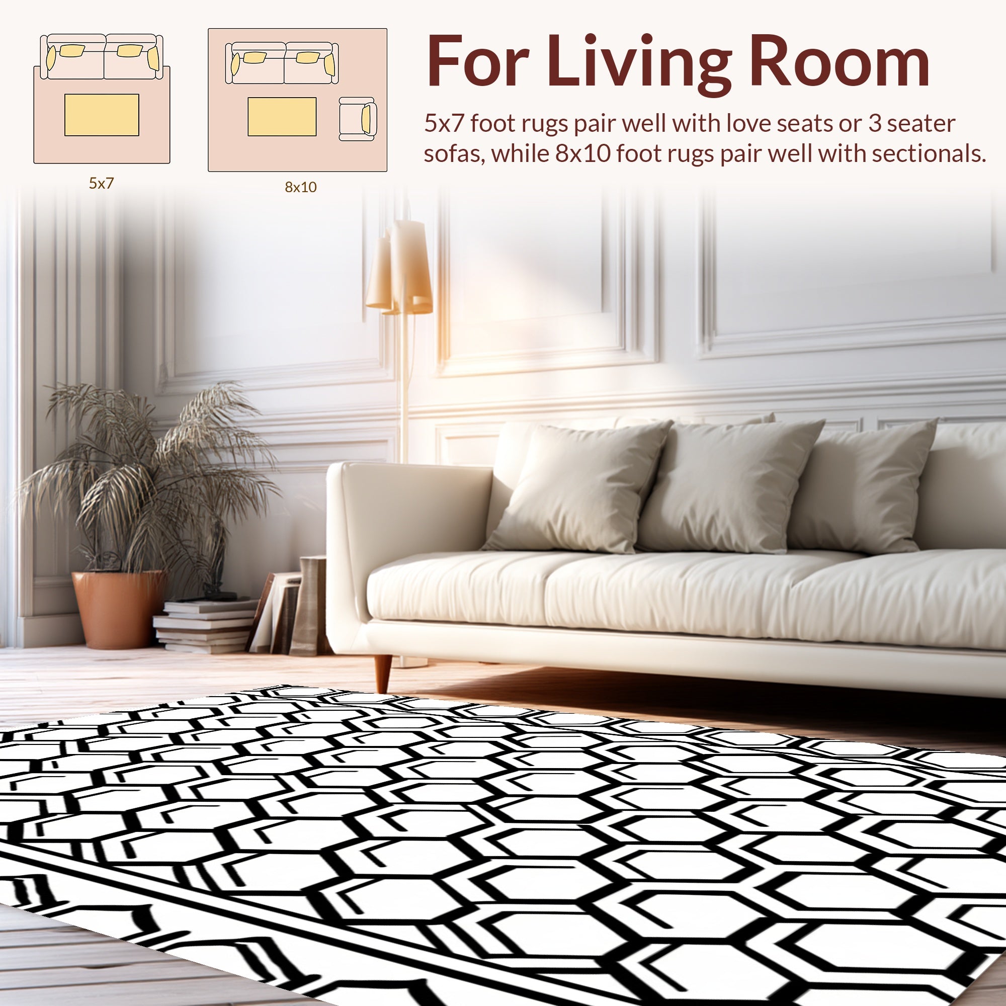 Modern Hexagonal Pattern Design Rug