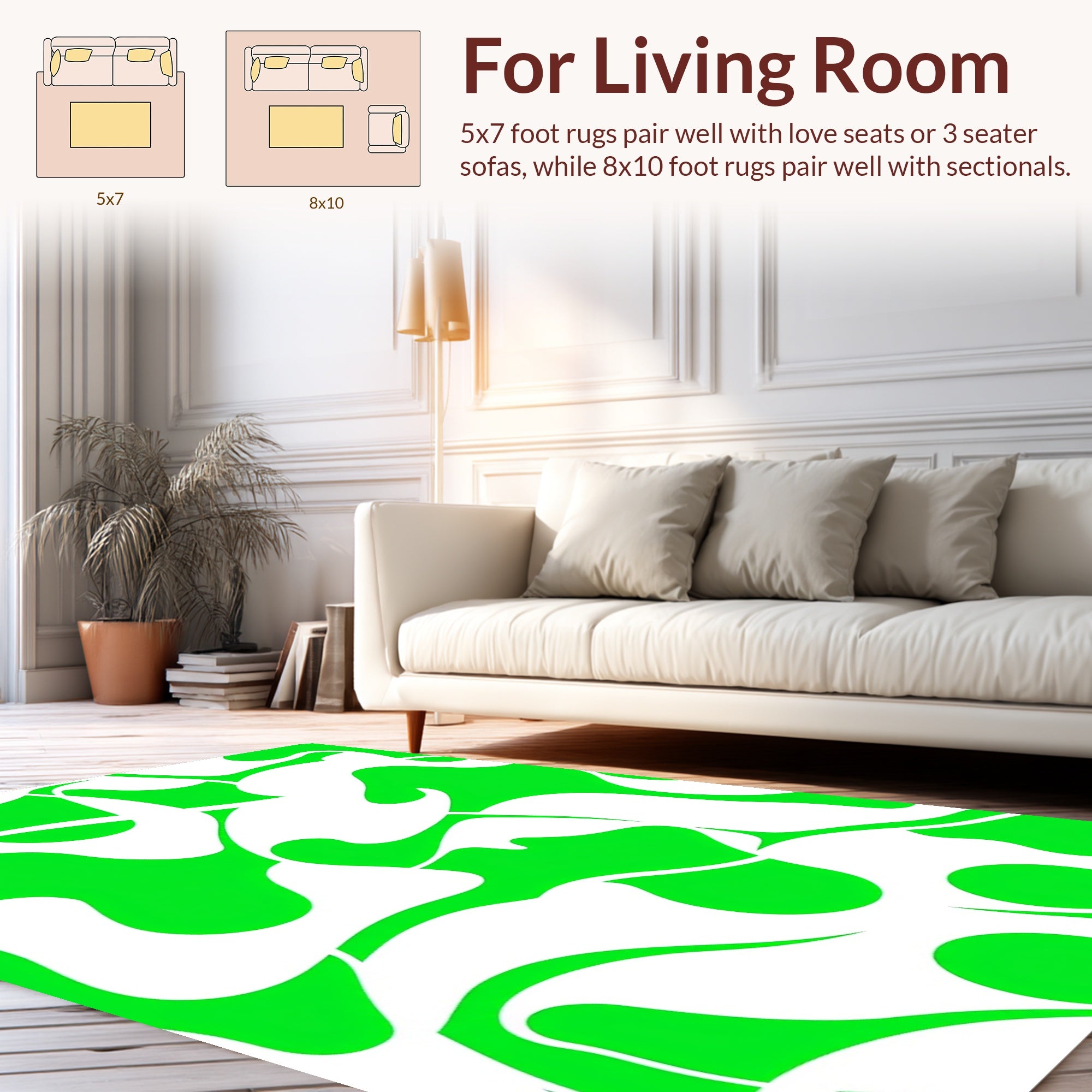 Bright Green Amorphous Organic Pattern Rug