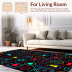 Neon Doodle Icon Pattern Rug