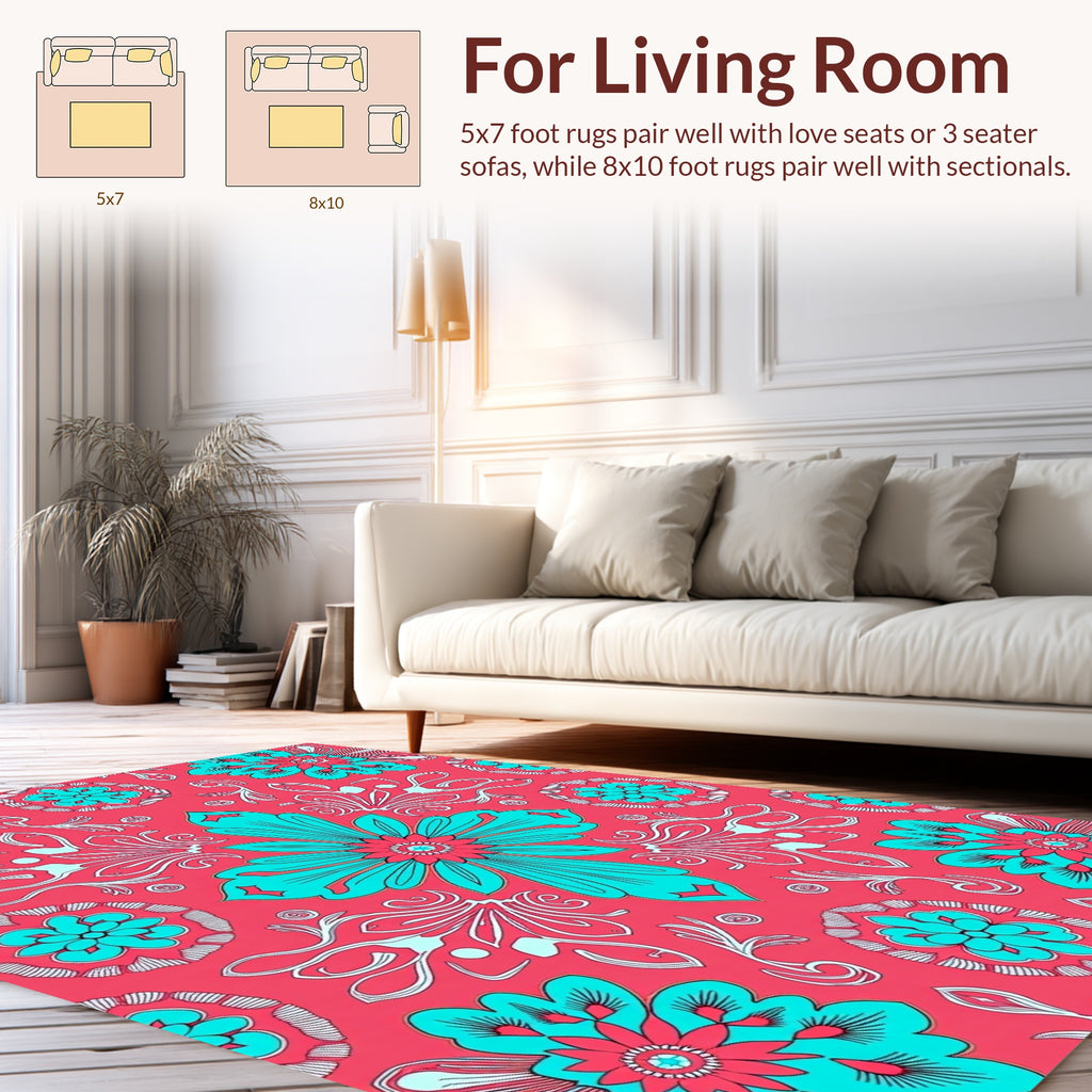 Vibrant Floral Symmetry Pattern Rug