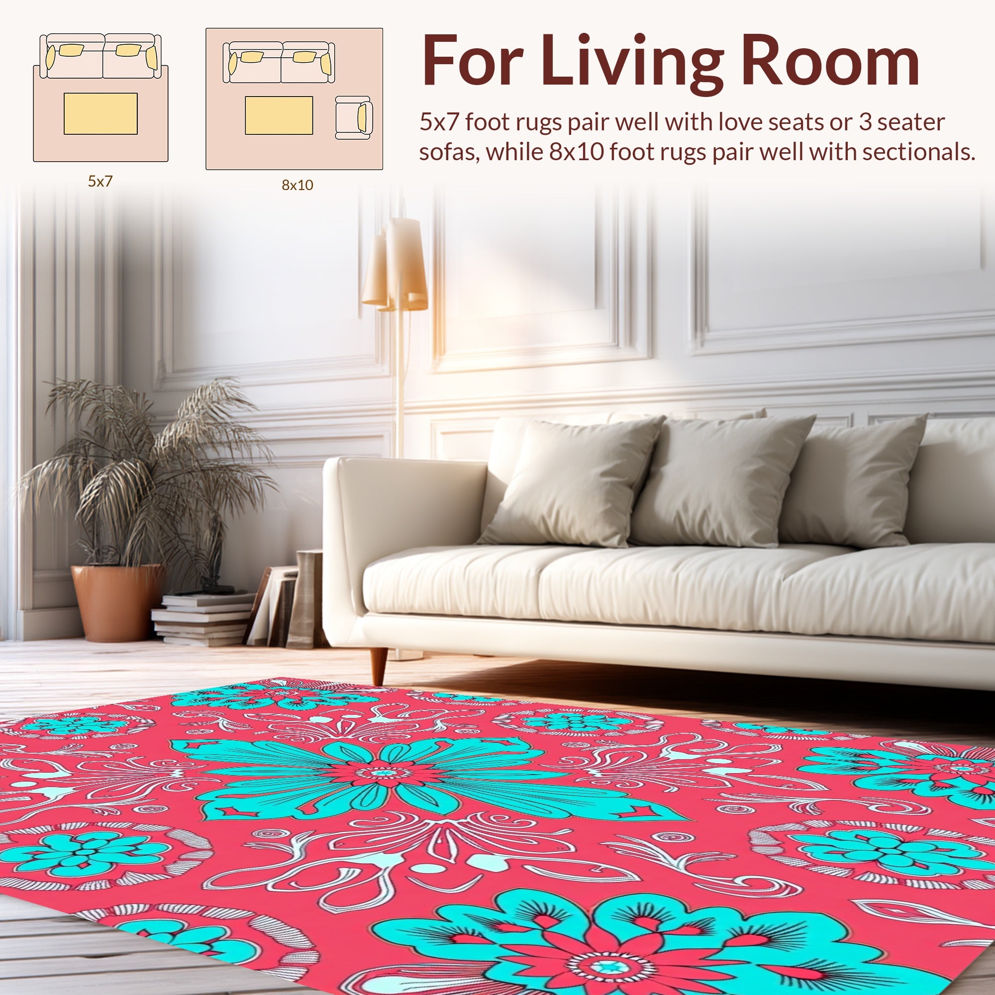 Vibrant Floral Symmetry Pattern Rug