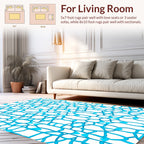 Bright Blue Abstract Grid Rug