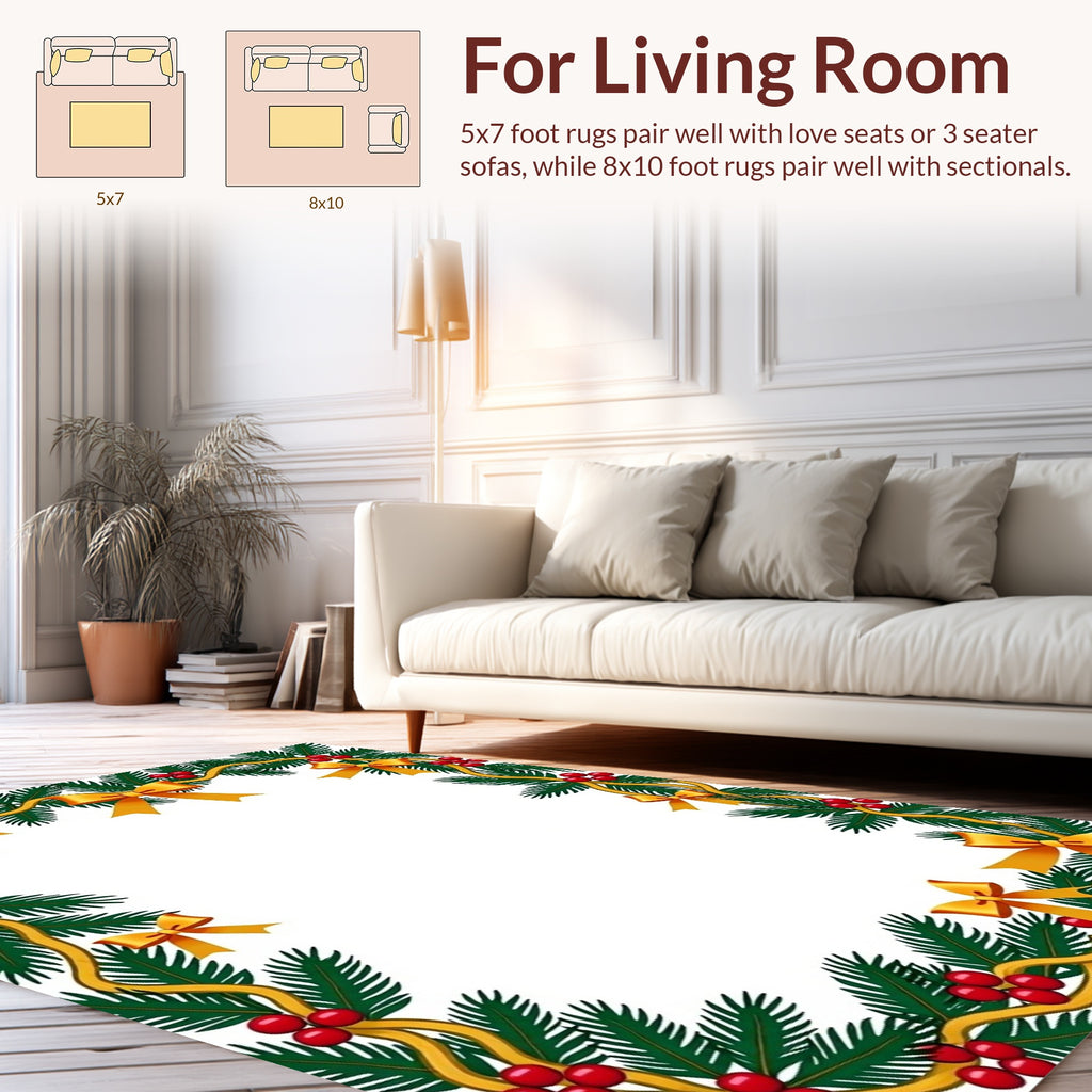 Evergreen Festive Bows Berries Border Rug