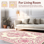Ornate Floral Scrollwork Pink Pattern Rug