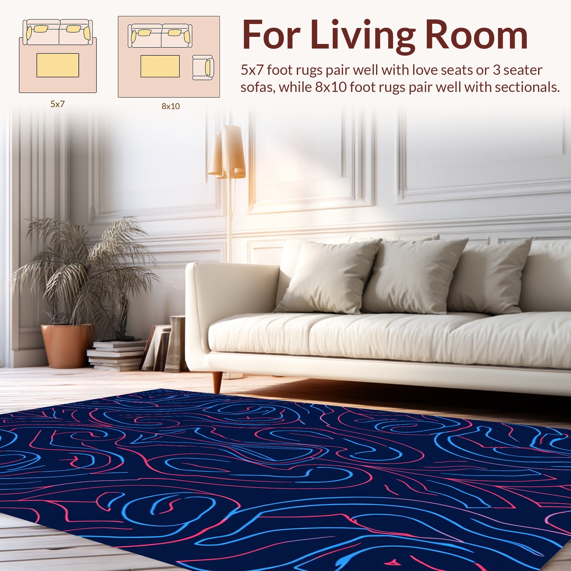 Abstract Swirling Lines Pattern Design Rug