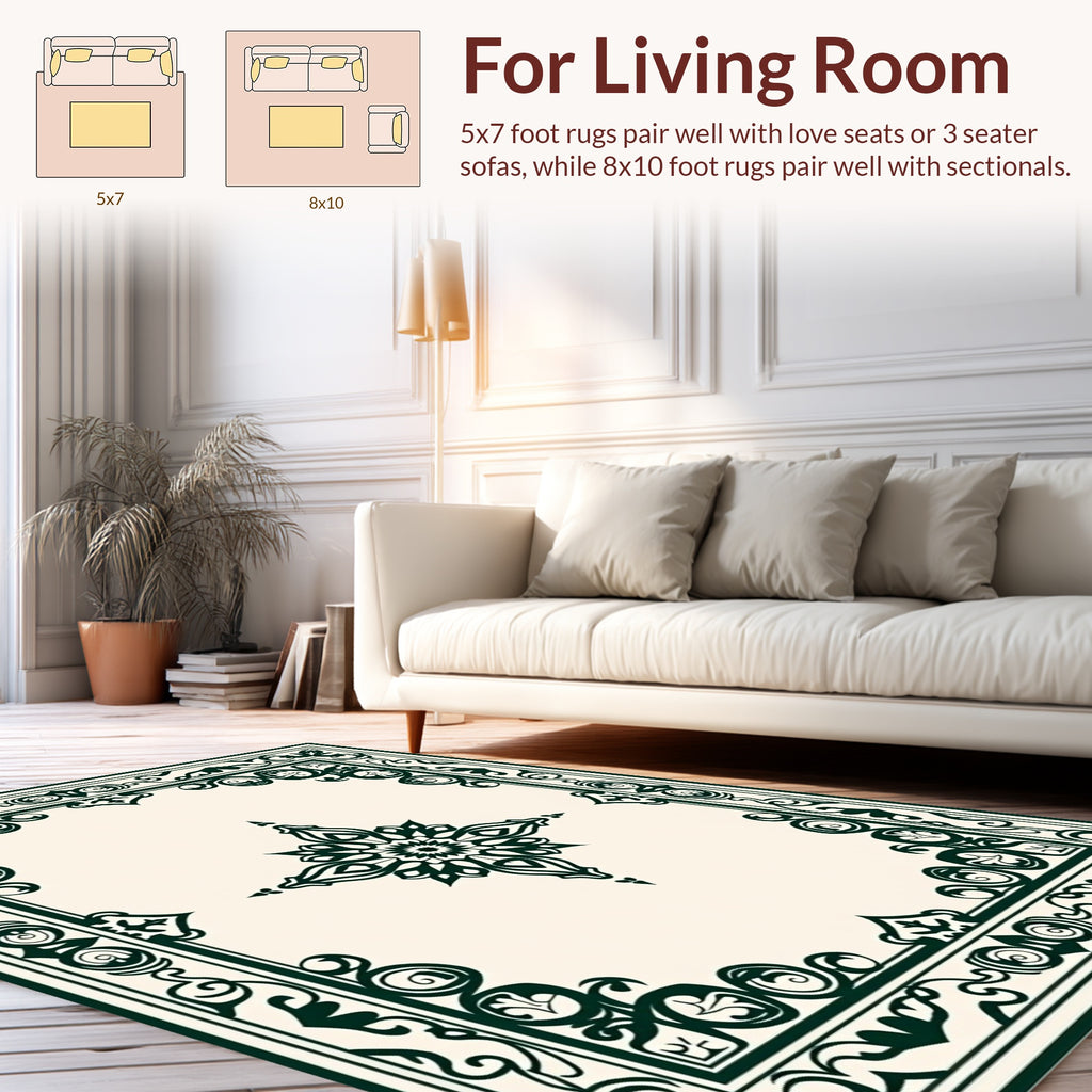 Elaborate Floral Border With Center Medallion Rug