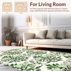 Ornate Green Floral Damask Pattern Rug