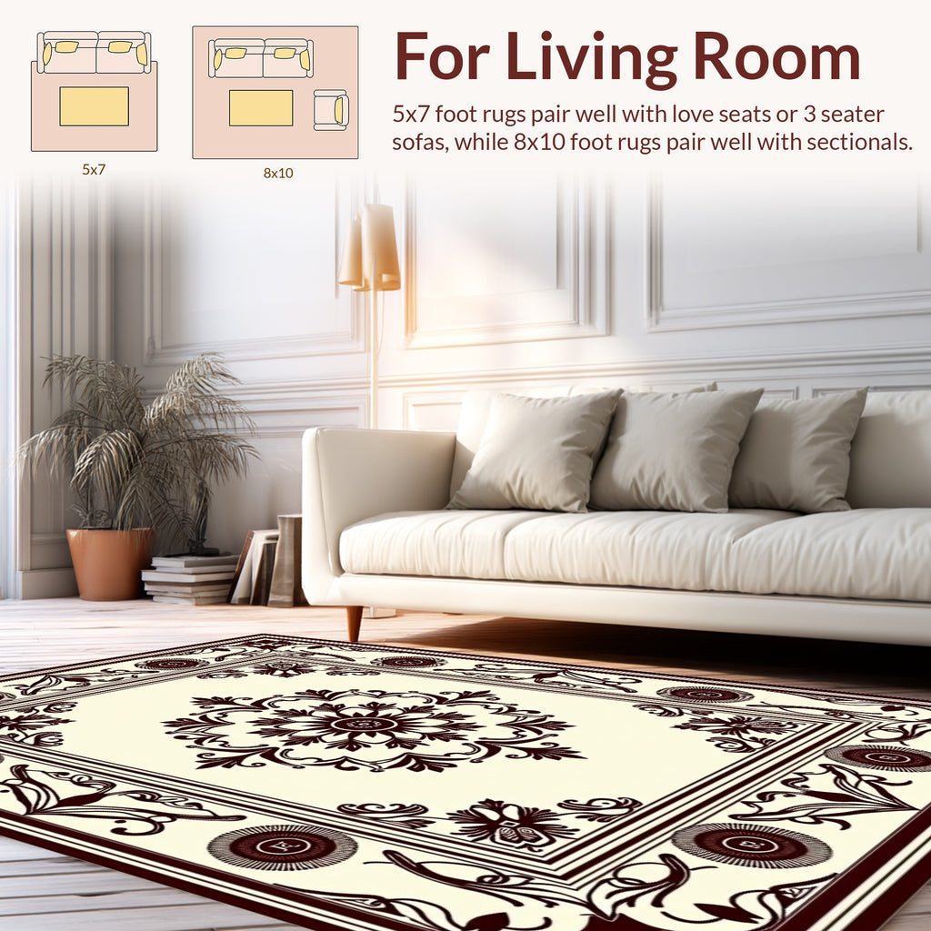 Classic Floral Medallion Dark Pattern Rug