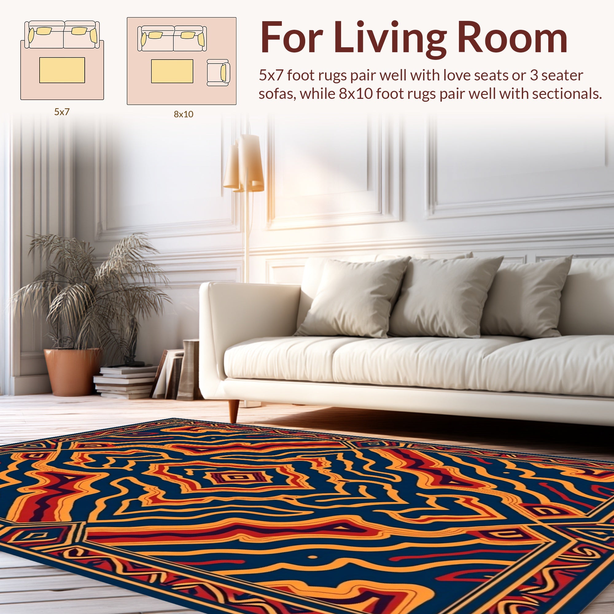 Bold Abstract Red Orange Pattern Rug