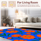Vibrant Orange Floral Pattern Design Rug