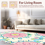 Pink Blue Floral Medallion Pattern Rug