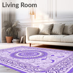 Violet Floral Medallion Border Rug