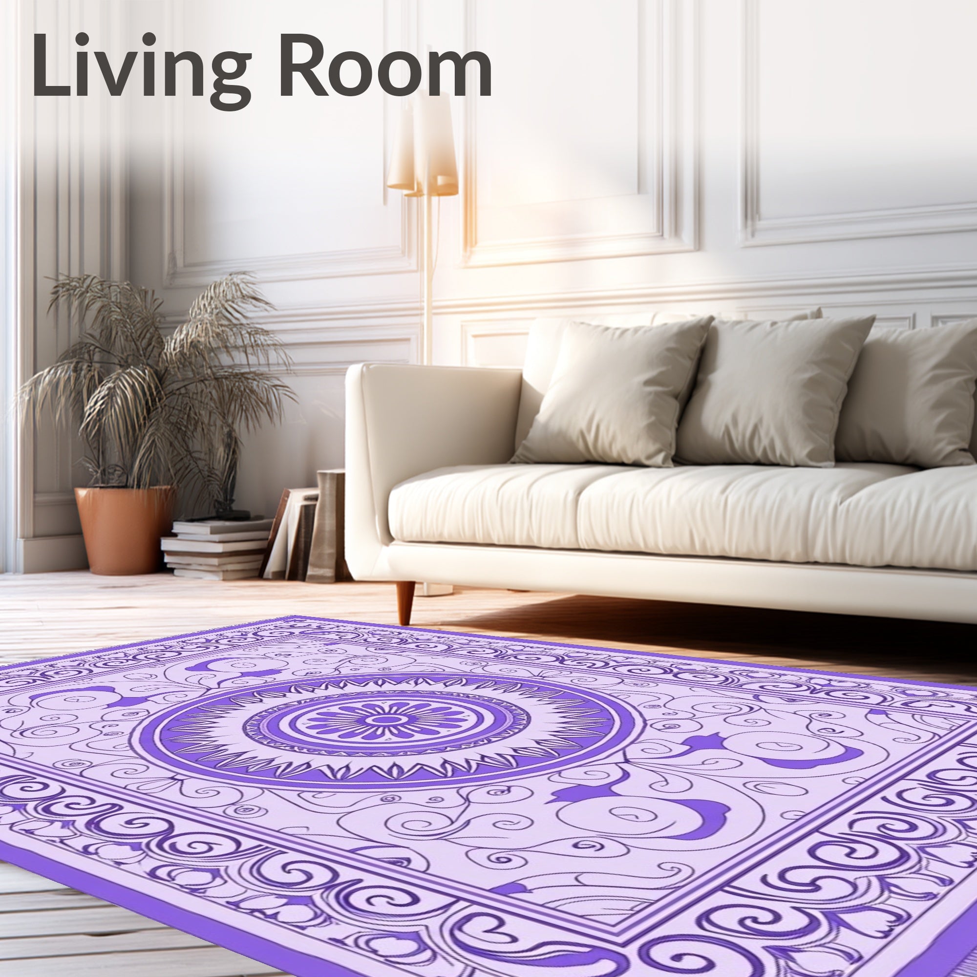 Violet Floral Medallion Border Rug