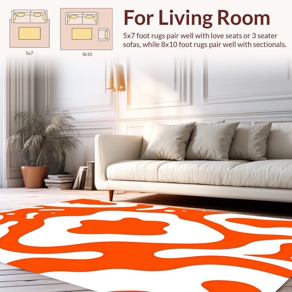 Orange and White Organic Flow Rug