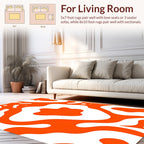 Orange and White Organic Flow Rug