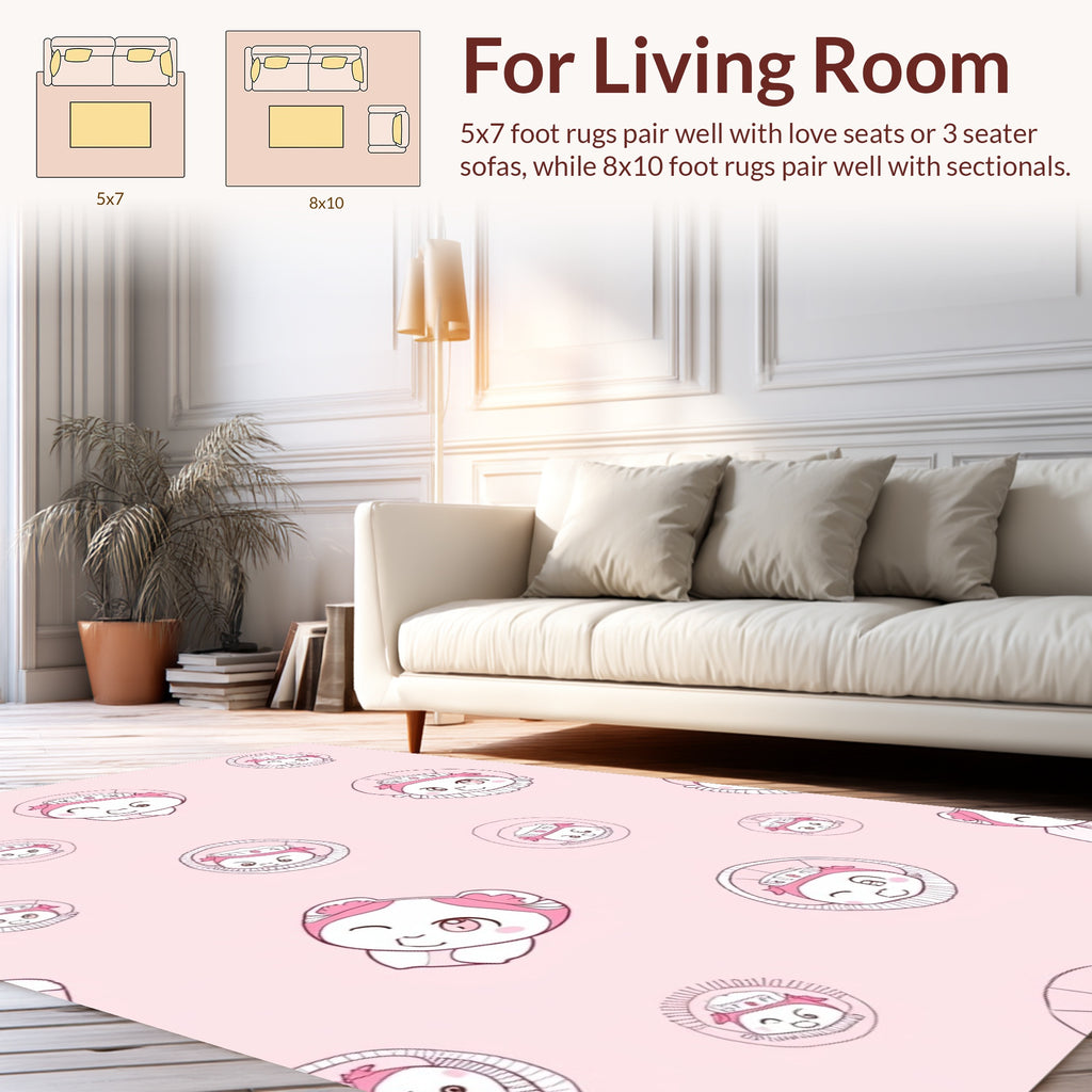 Cute Pink Character Pattern Rug