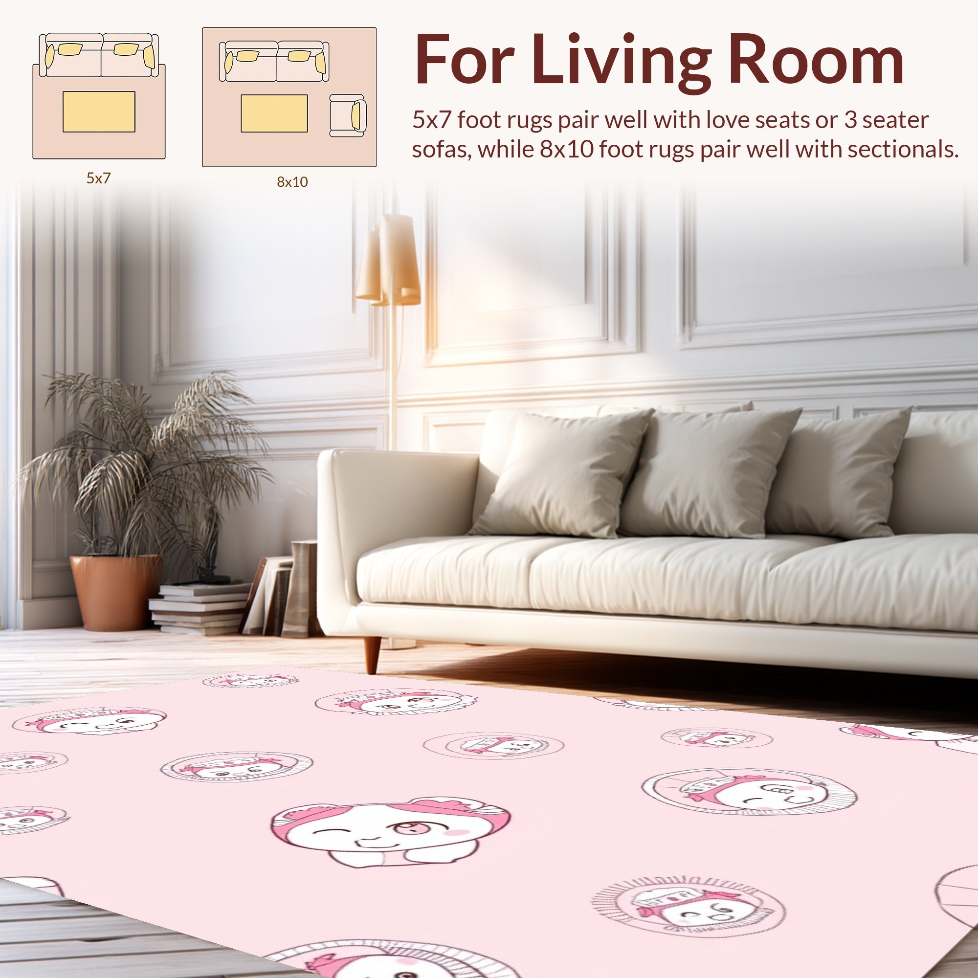Cute Pink Character Pattern Rug