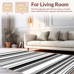 Bold Black White Striped Pattern Rug