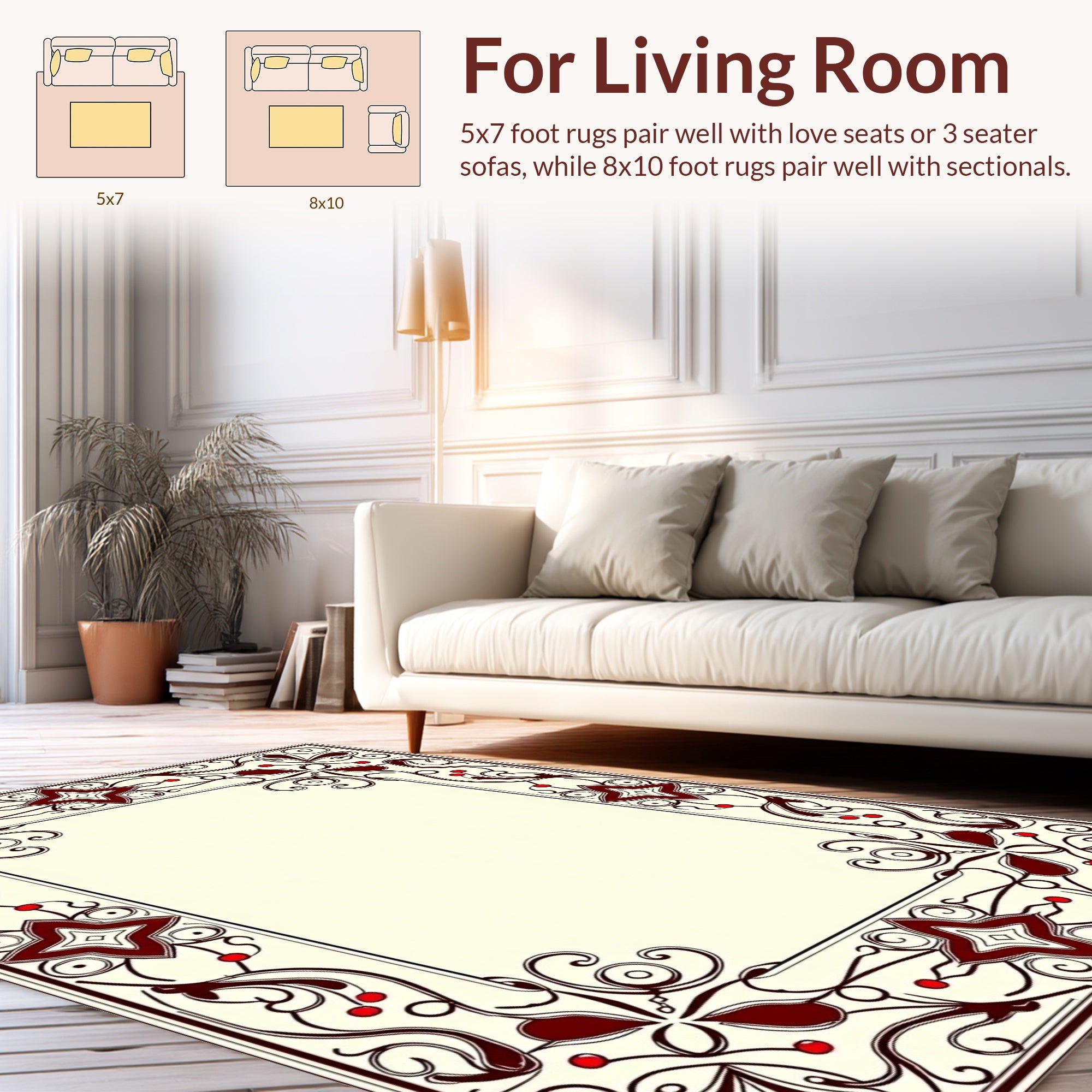 Art Nouveau Floral Berry Scroll Border Rug