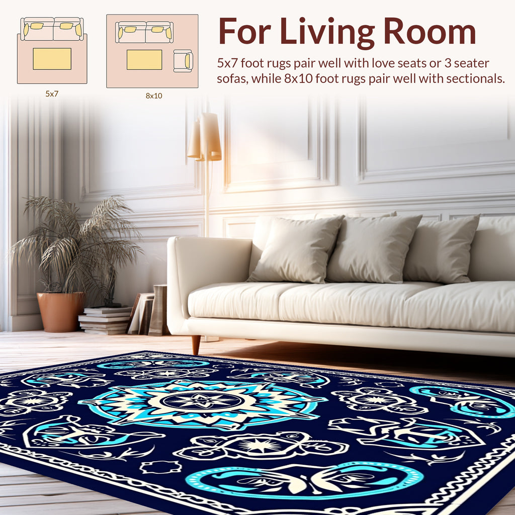 Marine Nautical Mandala Design Rug