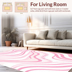 Soft Pink Abstract Wavy Stripes Rug