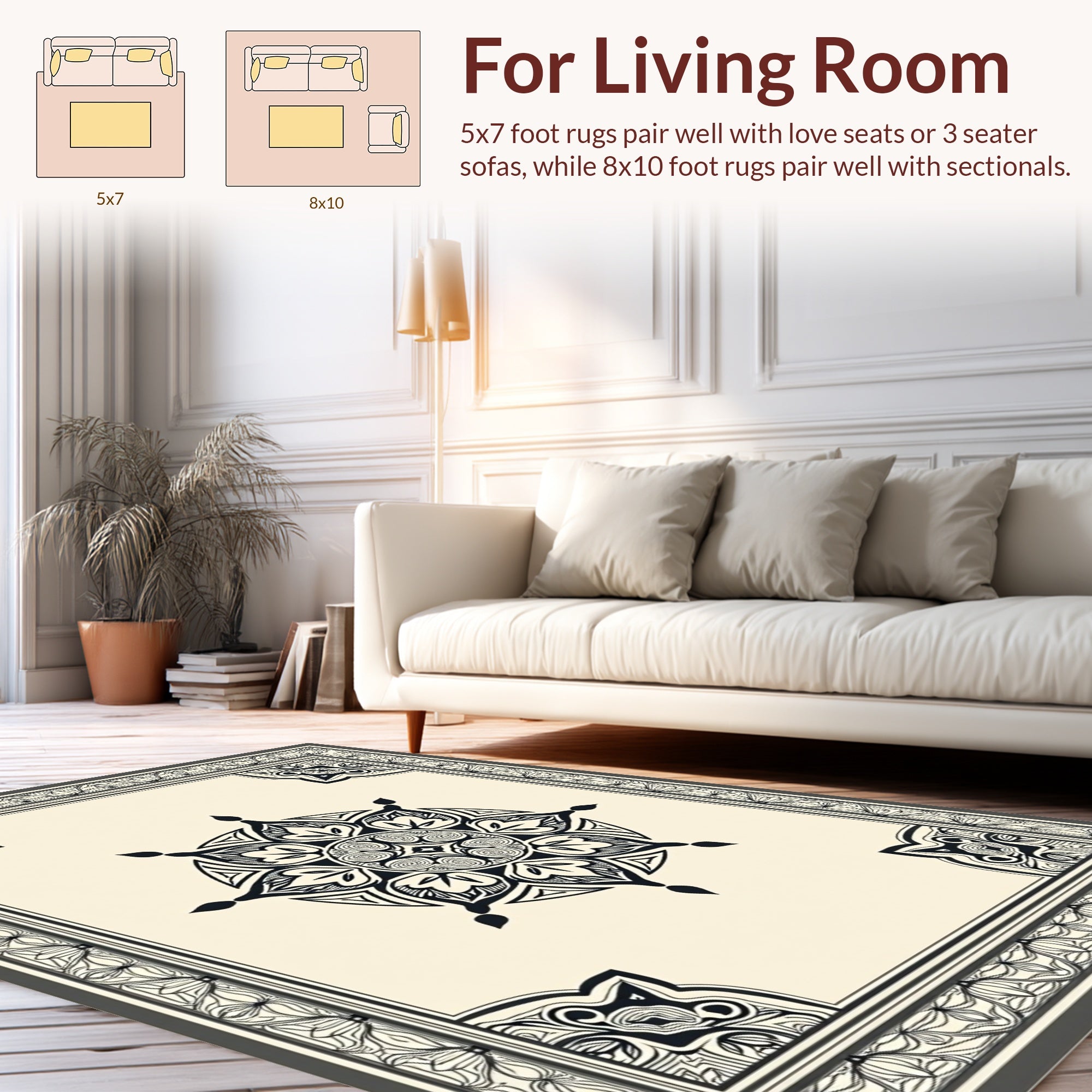 Ornate Floral Mandala Pattern Rug