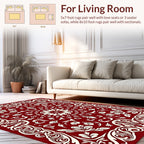 Rich Red Floral Swirl Pattern Rug