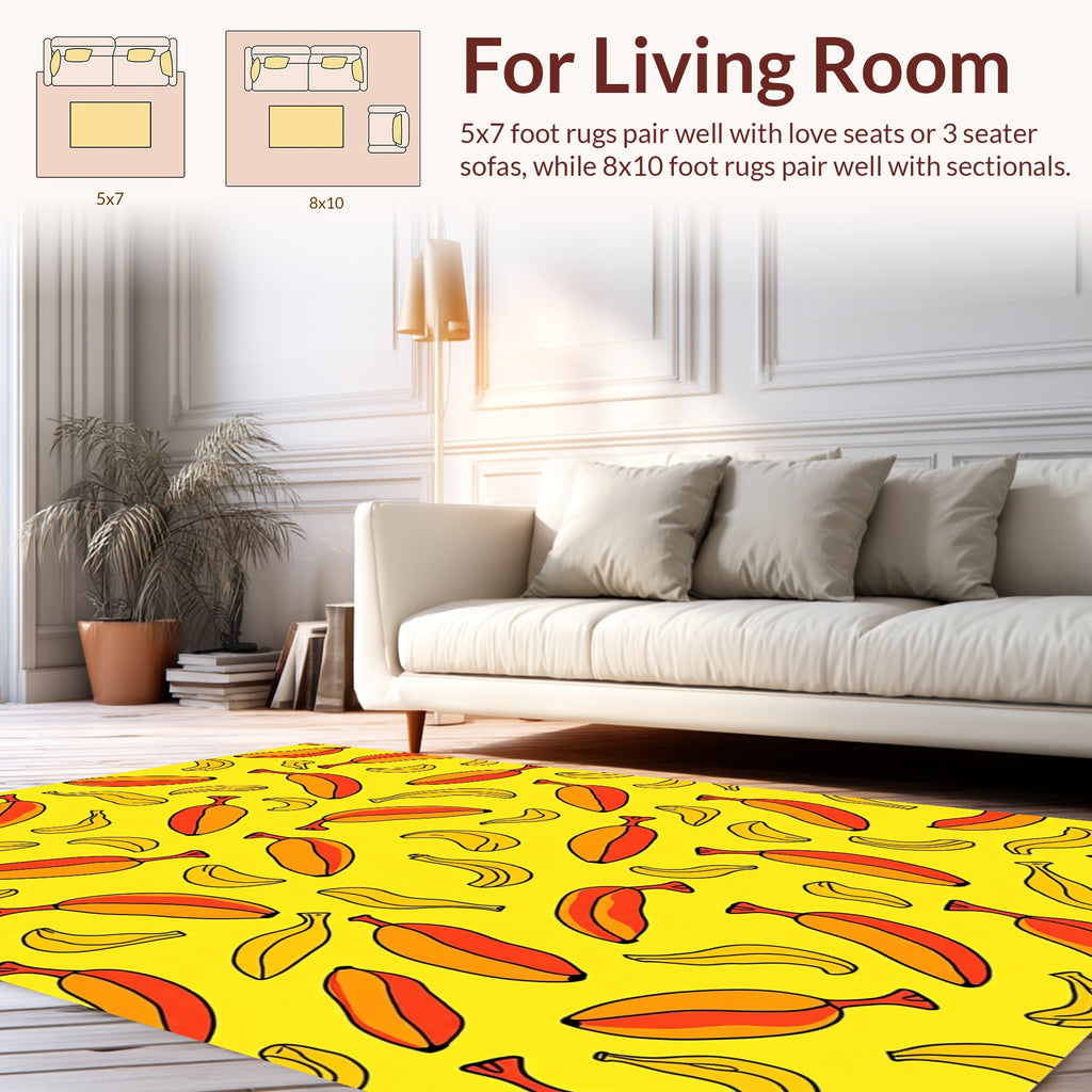 Vibrant Banana Pattern Accent Rug