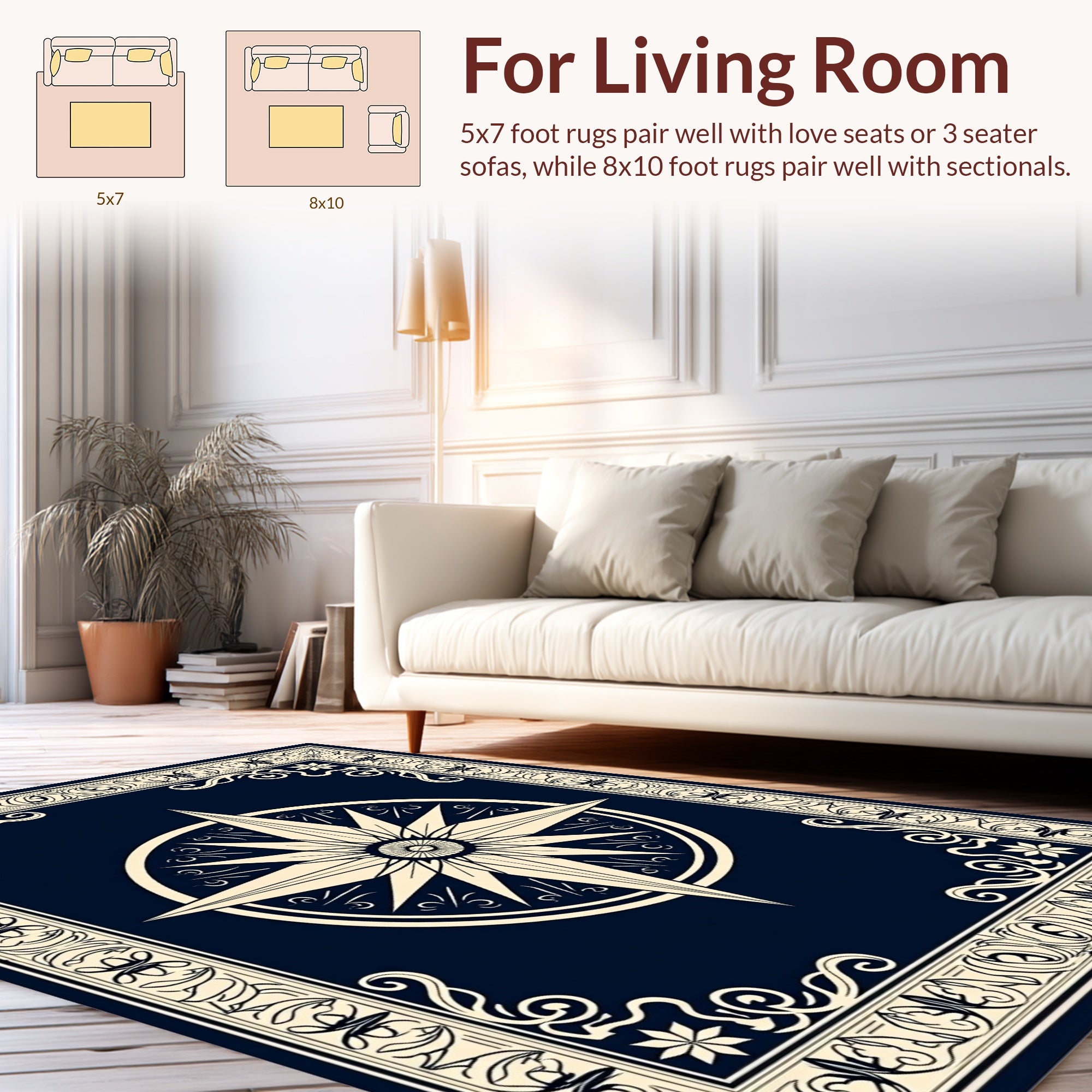 Classic Starburst Compass Design Rug