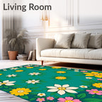 Teal Floral Garden Charm Rug
