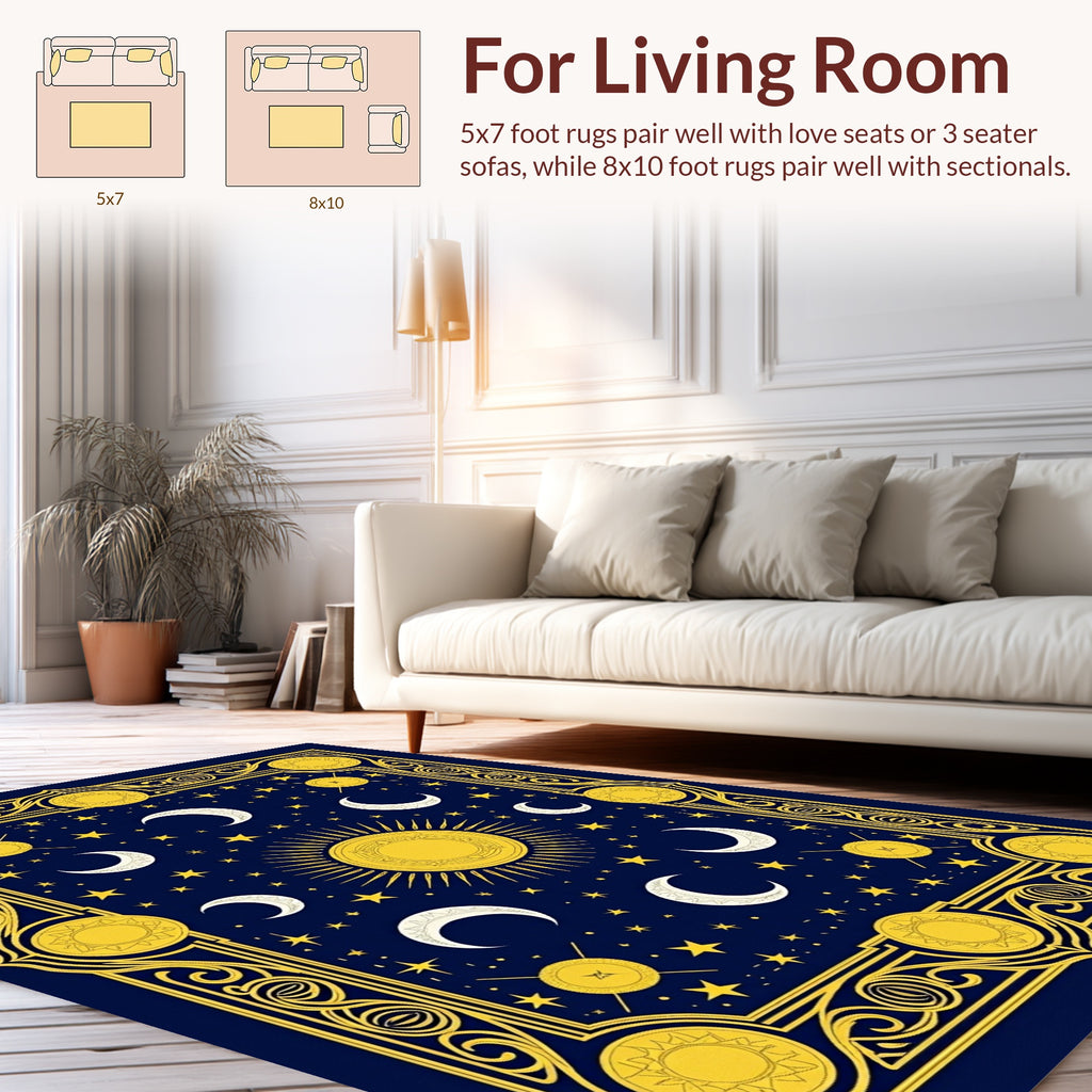 Celestial Sun and Moon Pattern Rug