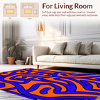 Bold Blue Orange Abstract Swirl Pattern Rug