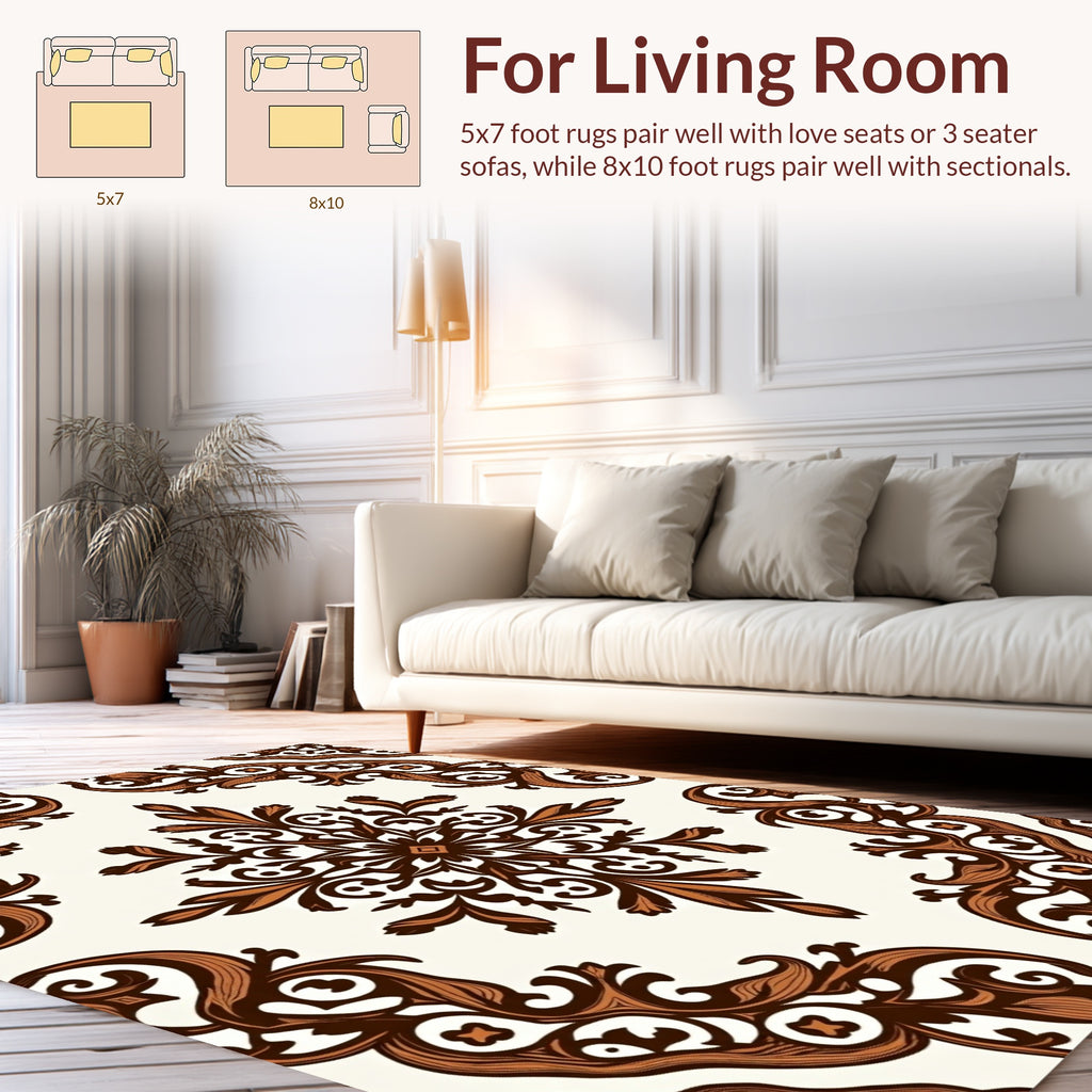 Brown Traditional Floral Medallion Design Rug
