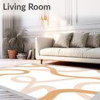 Warm Beige Abstract Swirl Ribbons Rug