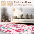 Pink Teal Abstract Swirls Pattern Rug