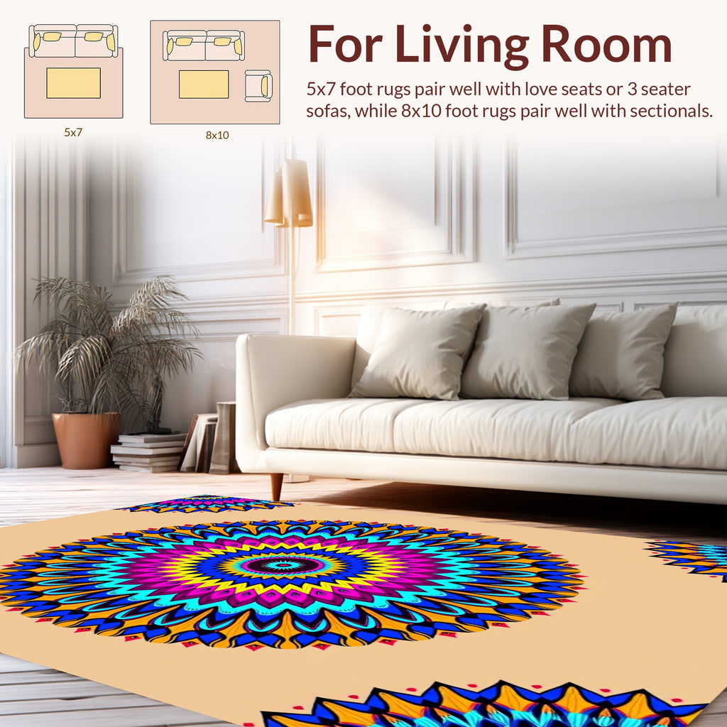 Vibrant Geometric Mandala Pattern Rug