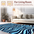 Abstract Blue Wave Pattern Rug