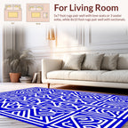 Bold Blue Abstract Graphic Pattern Rug