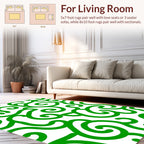 Green Swirl Patterned Abstract Design Rug