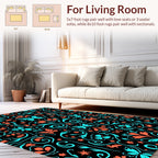 Coral Teal Butterfly Floral Pattern Rug