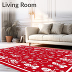 Whimsical Skeleton Snow Flake Red Rug