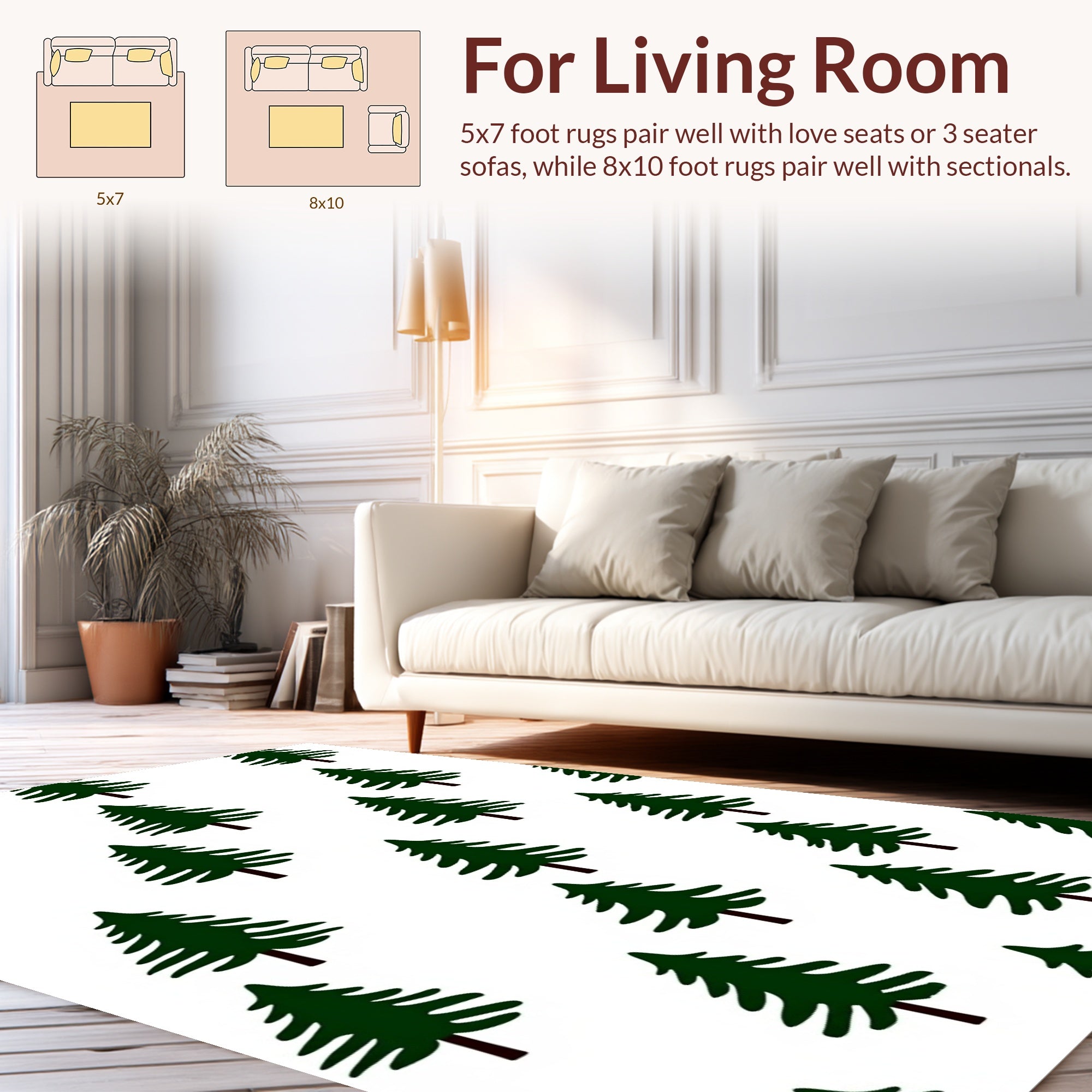 Dark Green Pine Tree Pattern Rug