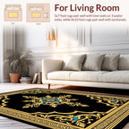 Ornate Gold Floral Medallion Rug