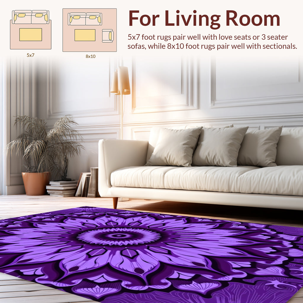 Purple Floral Mandala Pattern Rug