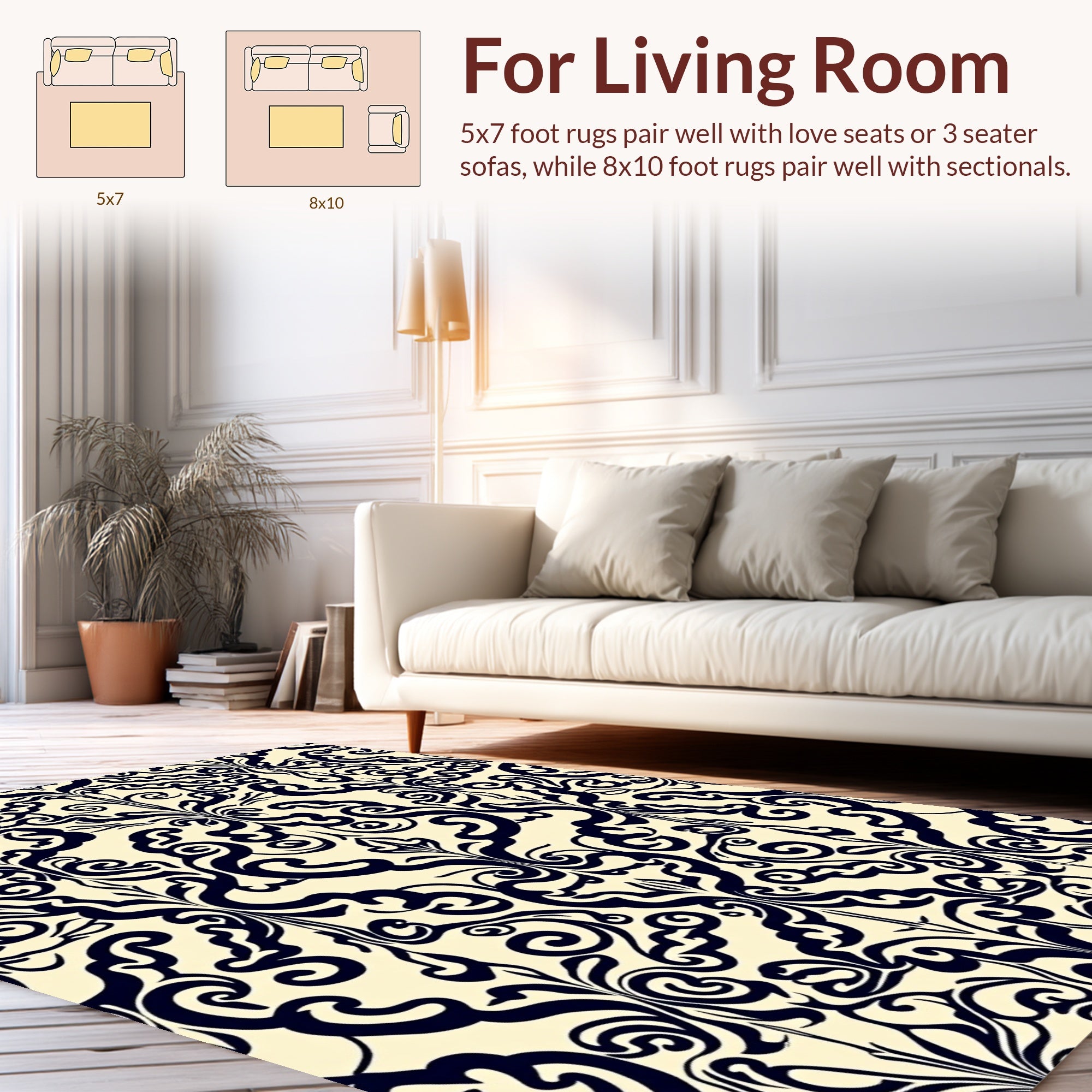 Ornate Floral Flourish Pattern Rug