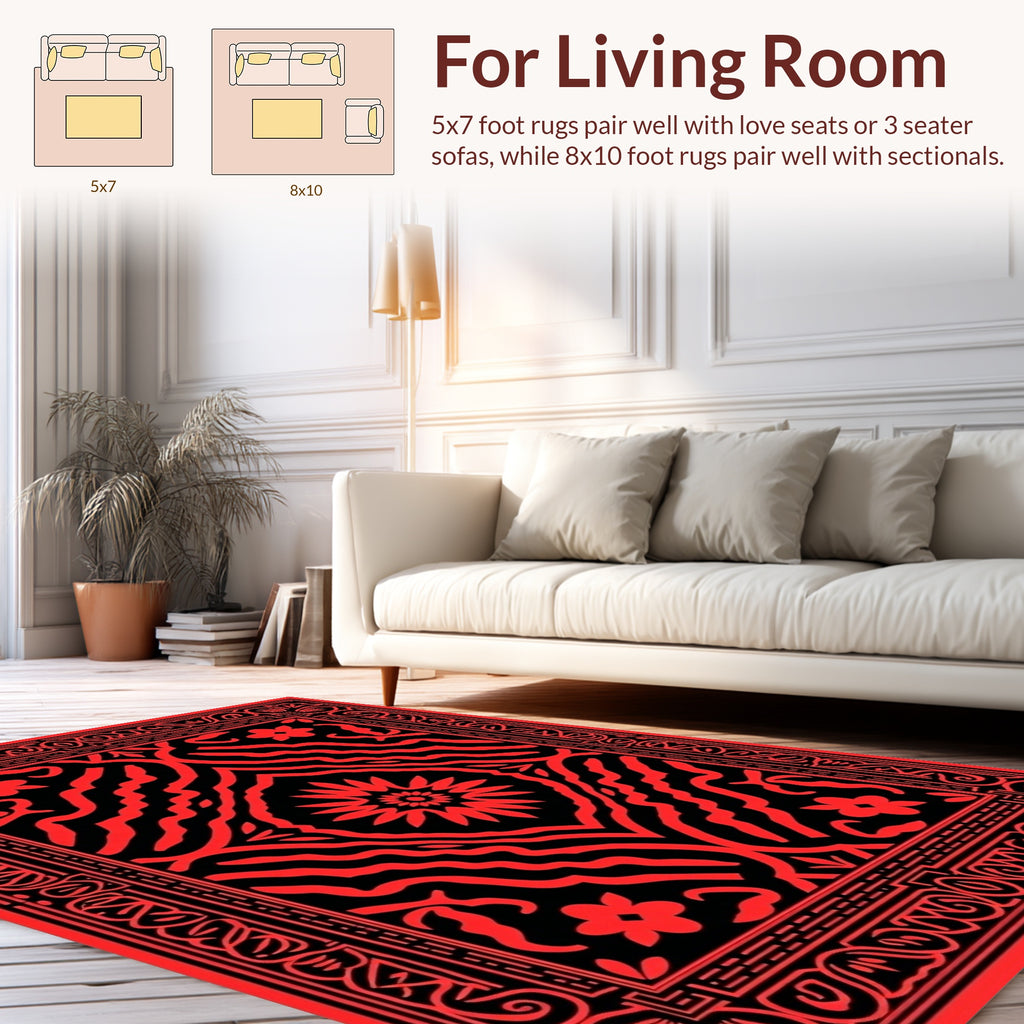 Bold Abstract Floral Frame Rug