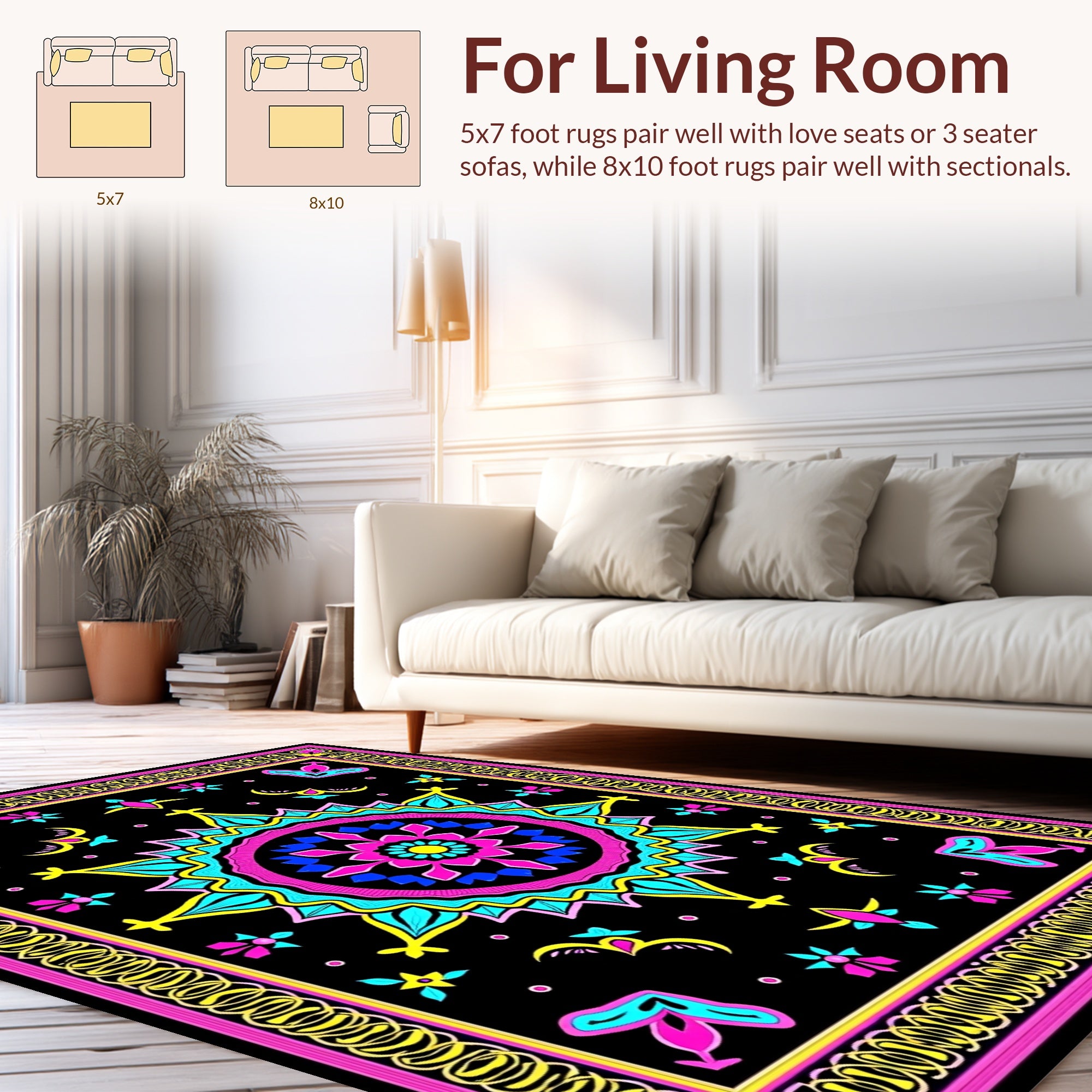 Vibrant Mandala Floral Geometric Rug