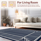 Modern Navy Geometric Stripe Design Rug
